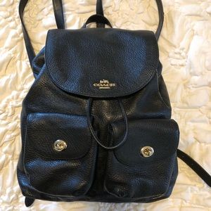 Authentic Black Leather Coach Backpack 🌻🌞🥰🥰